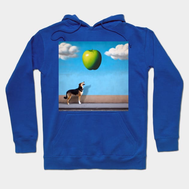 Dog barking at apple Hoodie by Donkeh23